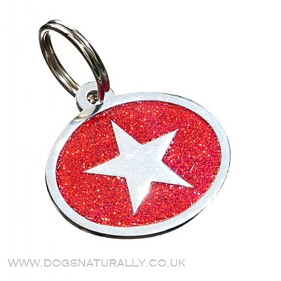 Red Star Dog Tag (Oval) Glitter