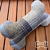 Personalised Bone Dog Toy - Country Tweed Collection - Grey & Blue (Alfie) Back 2