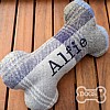 Personalised Bone Dog Toy - Country Tweed Collection - Grey & Blue (Alfie) 2
