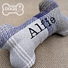 Personalised Bone Dog Toy - Country Tweed Collection - Grey & Blue (Alfie)