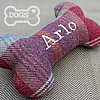 Personalised Bone Dog Toy - Country Tweed Collection - Mulberry Mix (Arlo)