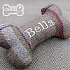 Personalised Bone Dog Toy - Country Tweed Collection - Brown & Dark Pink (Bella)